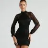 Windsor. Fall In Lace Tie Back Mini Dress