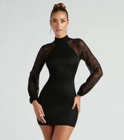 Windsor. Fall In Lace Tie Back Mini Dress