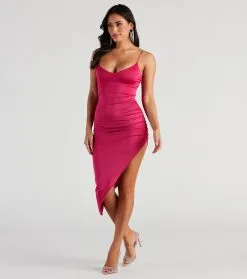 Windsor. Riveting Satin Slit Midi Dress -Bridal Dresses popular shop 05101 1877 3