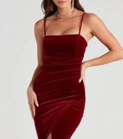 Windsor. Posh Party Pleated Velvet Midi Dress -Bridal Dresses popular shop 05101 1879 4