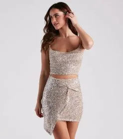 Windsor. Holiday Glow Sequin Cutout Dress