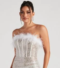 Windsor. Shining Impression Sequin Marabou Dress -Bridal Dresses popular shop 05101 1925 4