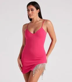 Windsor. Dazzle Darling Rhinestone Trim Mini Dress