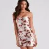 Windsor. Blooming Romance Floral Satin Mini Dress -Bridal Dresses popular shop 05101 2017 1