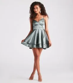 Windsor. Dreamy Lace-Up Satin Skater Dress -Bridal Dresses popular shop 05101 2204 3
