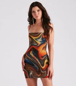 Windsor. True Colors Marble Print Mini Dress