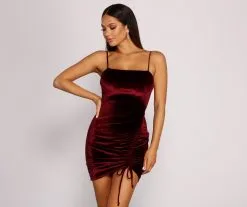 Windsor. Velvet Stunner Ruched Mini Dress