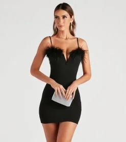 Windsor. Dreamy Diva Marabou Crepe Dress