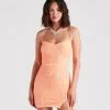 Windsor. Dazzle Down Sequin Lace-Up Mini Dress