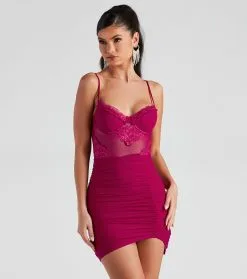 Windsor. Lace Be Clear Mesh Short Dress