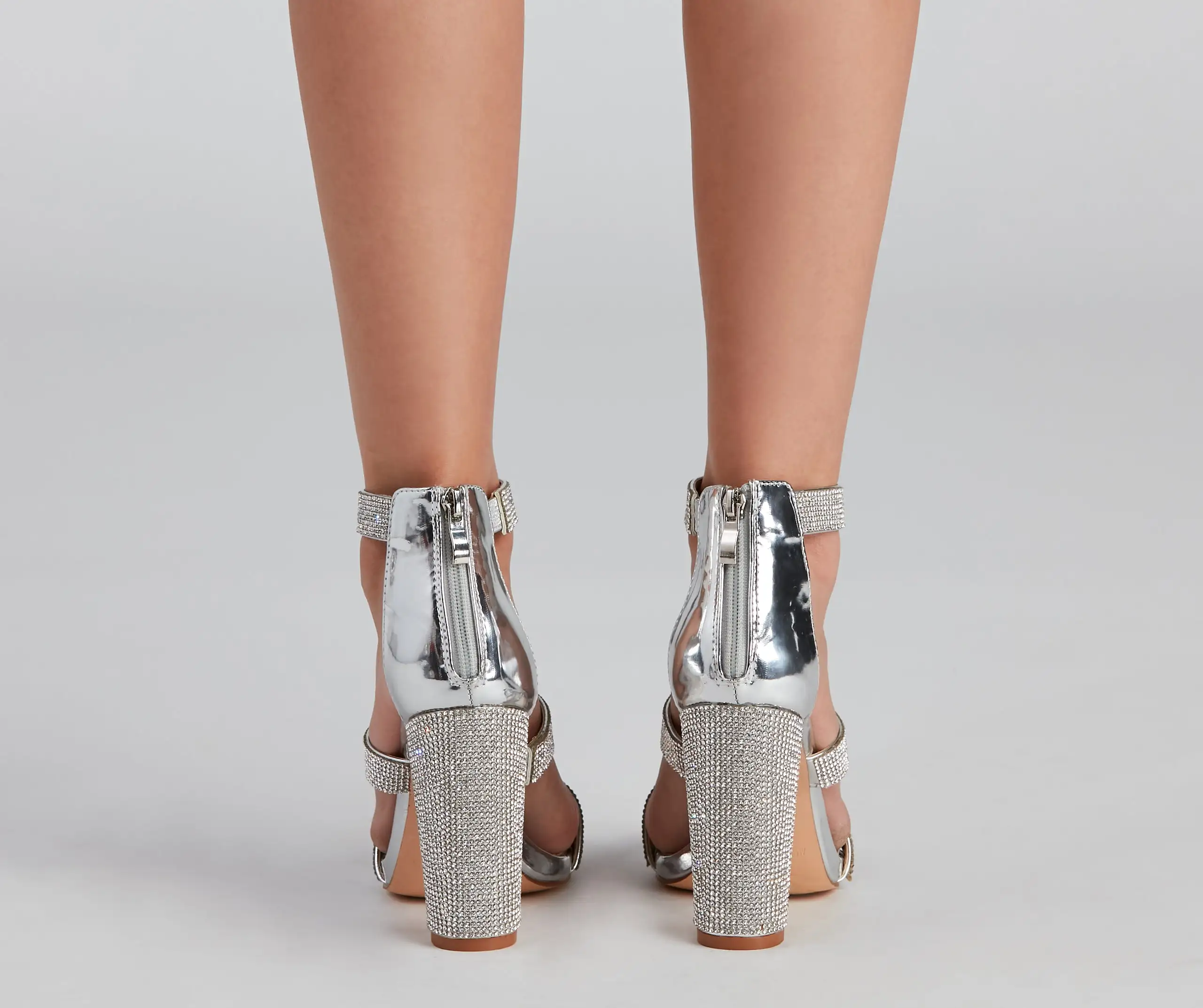 Windsor. Sparkle Scene Rhinestone Chrome Block Heels 11 Windsor. Sparkle Scene Rhinestone Chrome Block Heels - Image 9