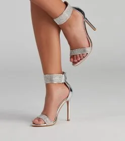 Windsor. Rhinestone Drip Chrome Stiletto Heels