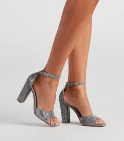 Windsor. Dazzle Glitter Mesh Block Heels