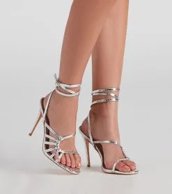 Windsor. Metallic Shine Lace-up Stiletto Heels -Bridal Dresses popular shop 07401 4033 1