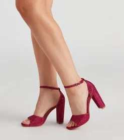 Windsor. Own This Shine Glitter Block Heels