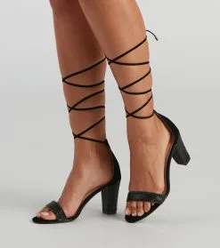 Windsor. Glam Strut Rhinestone Lace-Up Heels