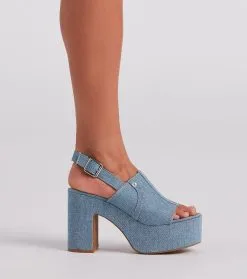 Windsor. In My Jeans Denim Sling Back Platform Heels 8 Windsor. In My Jeans Denim Sling Back Platform Heels -Bridal Dresses popular shop 07401 4275 3