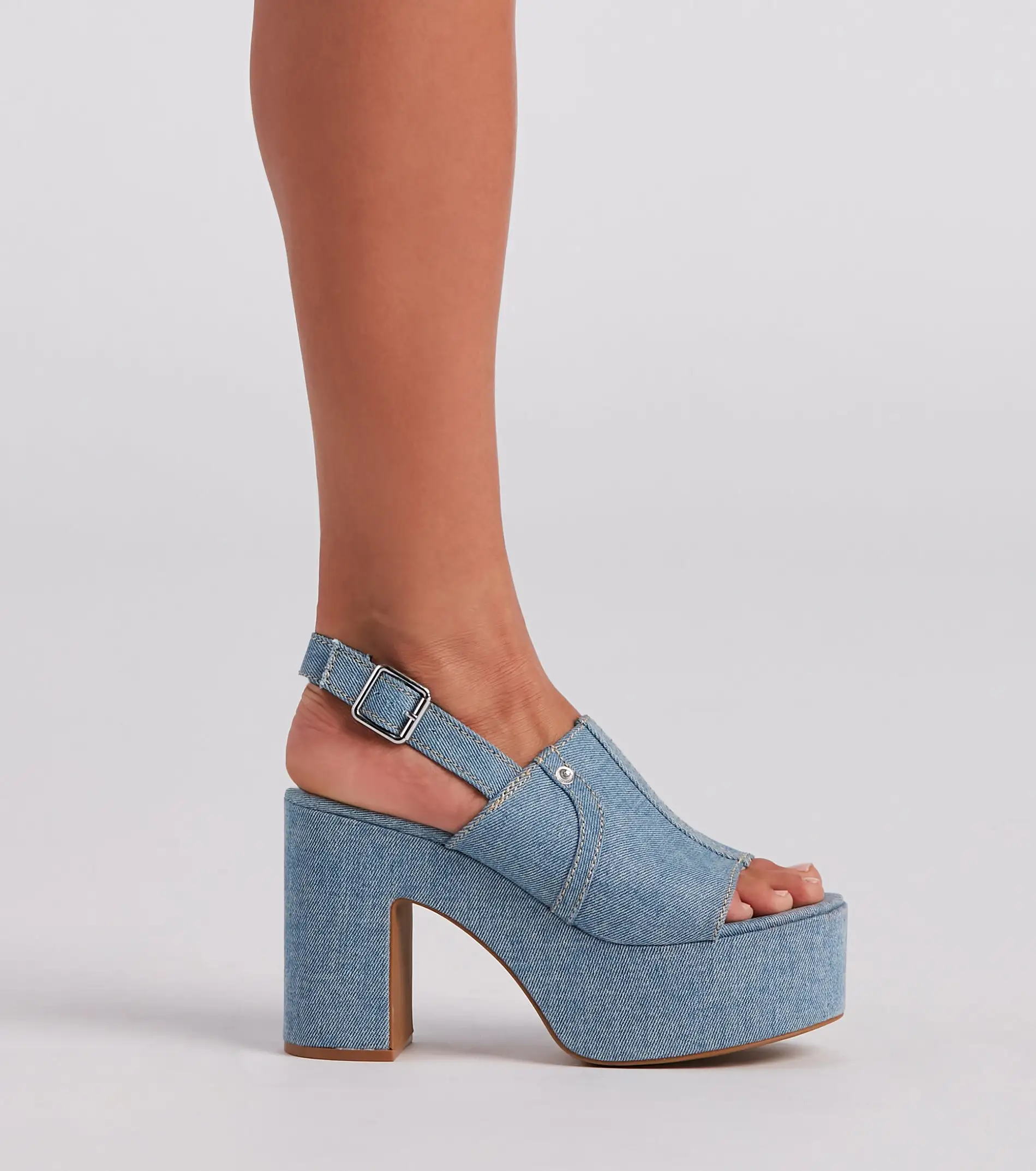 Windsor. In My Jeans Denim Sling Back Platform Heels 5 Windsor. In My Jeans Denim Sling Back Platform Heels - Image 3