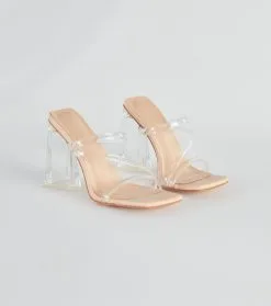 Windsor. Stay Clear PVC Strappy Lucite Block Heels