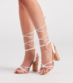 Windsor. Cute Find Lace-Up Cork Block Heels