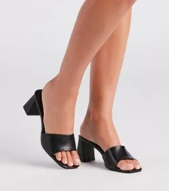 Windsor. Step In Style Square Toe Block Heel Mules