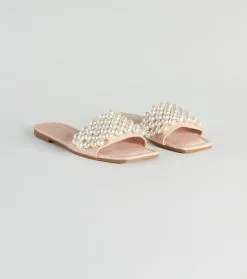 Windsor. Hidden Treasure Faux Pearl Slide Sandals