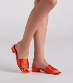 Windsor. Fab And Trendy Rhinestone Low Heel Mules