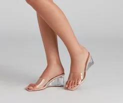 Windsor. Clear As Day Lucite Patent Wedges