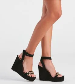 Windsor. Edgy Links Wrap Platform Wedges