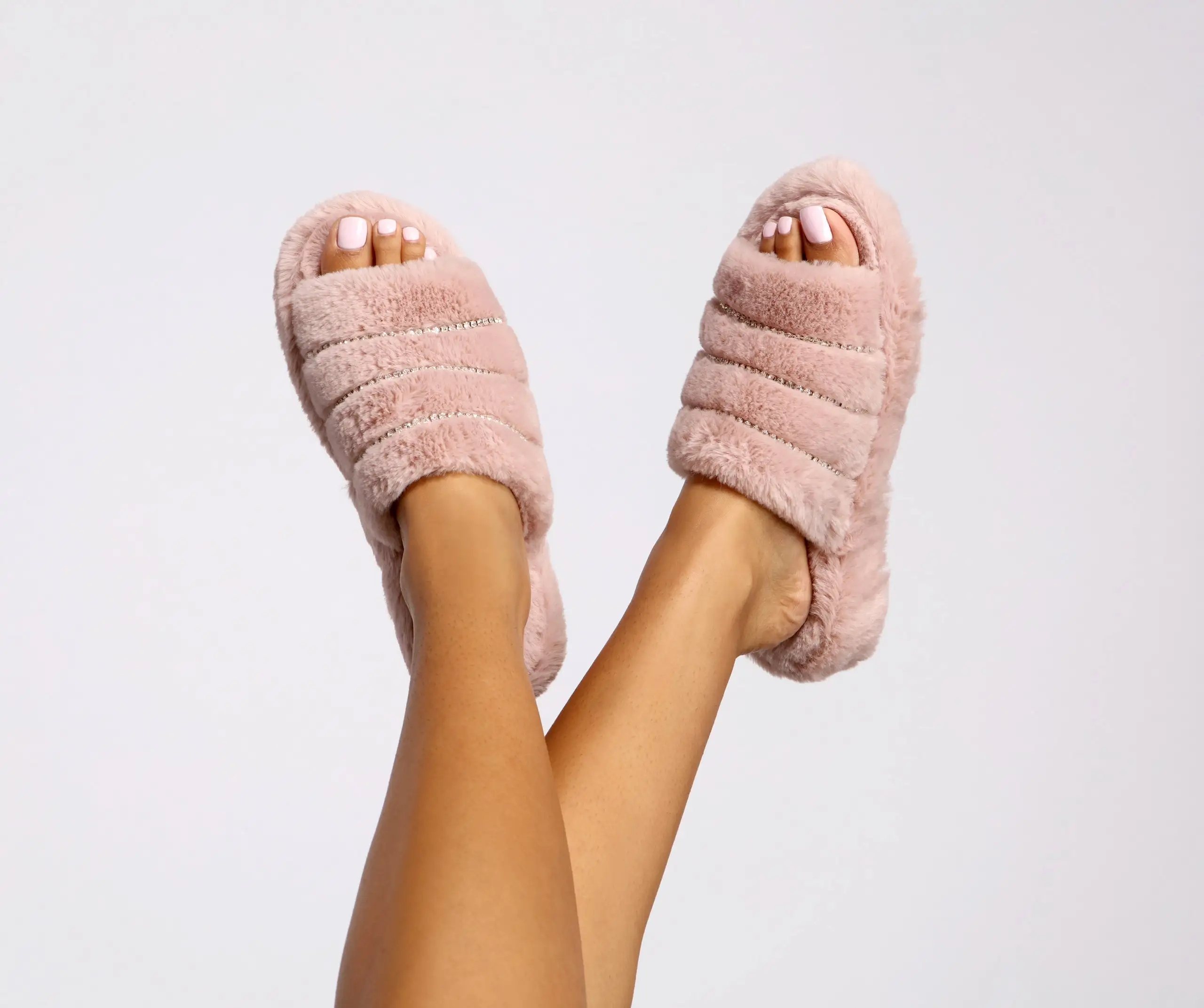 Windsor. Dazzle On Rhinestone Faux Fur Slides 3 Windsor. Dazzle On Rhinestone Faux Fur Slides