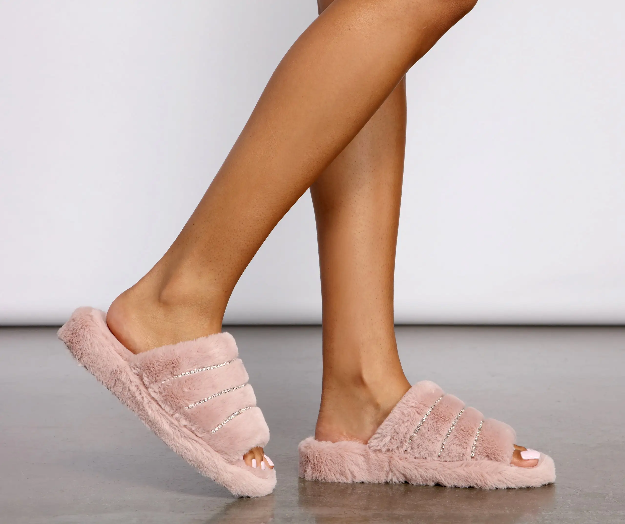 Windsor. Dazzle On Rhinestone Faux Fur Slides 5 Windsor. Dazzle On Rhinestone Faux Fur Slides - Image 3