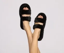 Windsor. Fashionable Fuzzy Banded Slippers