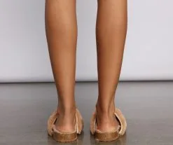 Windsor. Double Buckle Faux Fur Slippers -Bridal Dresses popular shop 07408 0046 5