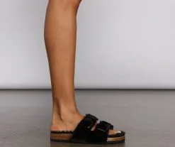 Windsor. Double Buckle Faux Fur Slippers -Bridal Dresses popular shop 07408 0048 4