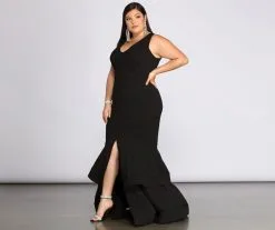 Windsor. Plus Sandra Glitter Ruffle Dress